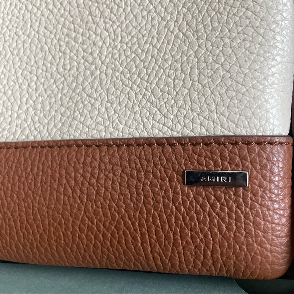 Amiri Leather Leather Crossbody Bag Oatmeal Brown NWT - Picture 3 of 4